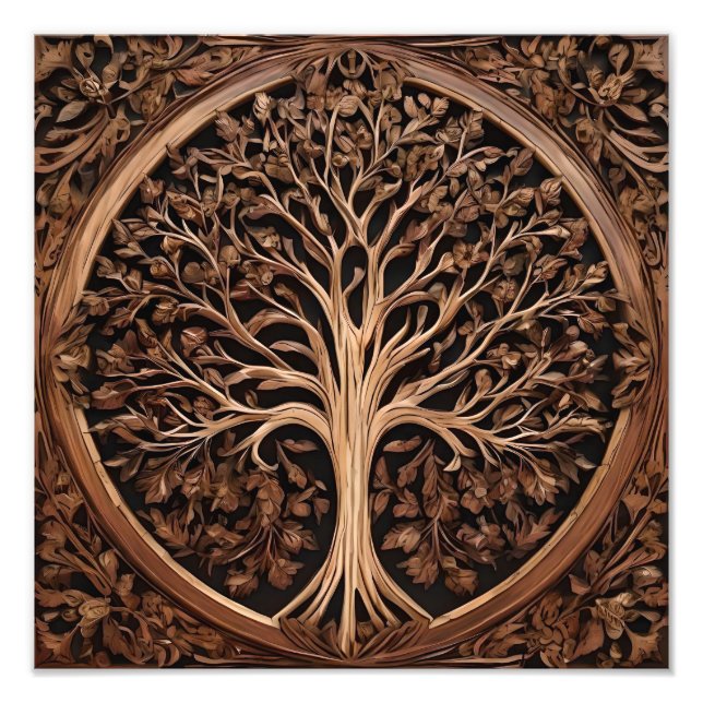 Impression Photo Brown Carved Australian Waratah Tree Print, (Devant)