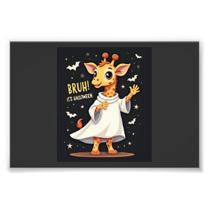 Impression Photo Bruh C'est Halloween Drôle Dabbing Fantôme Girafe