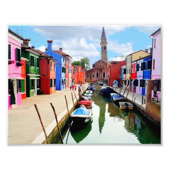 Impression Photo Burano, Italie Maisons colorées italiennes & Canal (Devant)