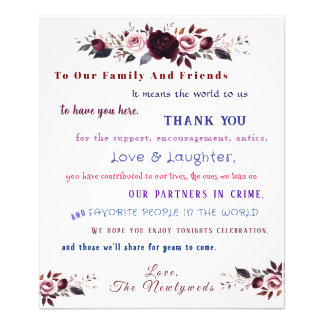 Impression Photo Burgundy & Pink Roses Wedding Thank You