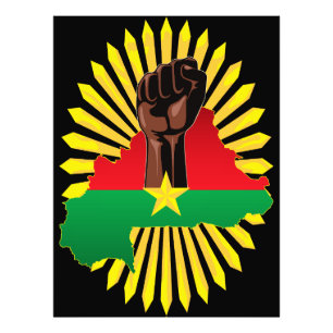 Impression Photo Burkina Faso Carte, drapeau et première révolution