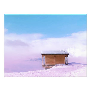 Impression Photo Cabine de montagne de neige française