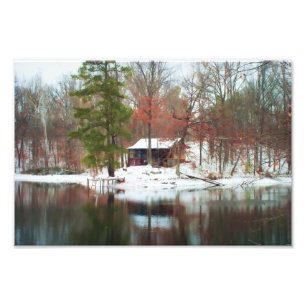 Impression Photo Cabine rustique de Hillfarm dans les bois - copie