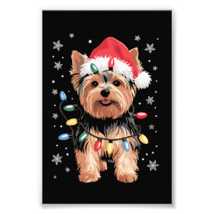 Impression Photo Cadeau de Noël pour chien Yorkie long