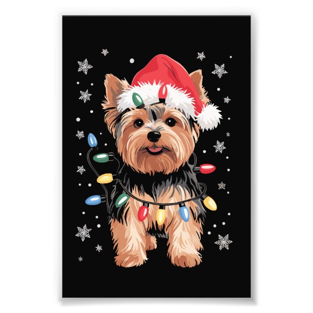Impression Photo Cadeau de Noël pour chien Yorkie long (Devant)