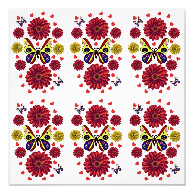 Impression Photo Cadeau floral personnalisé papillon printanier (Devant)