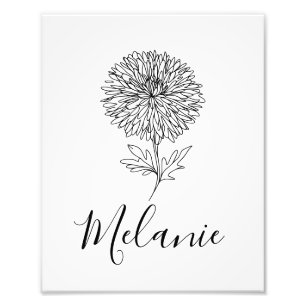 Impression Photo Cadeau personnalisé septembre Aster Flower pour la