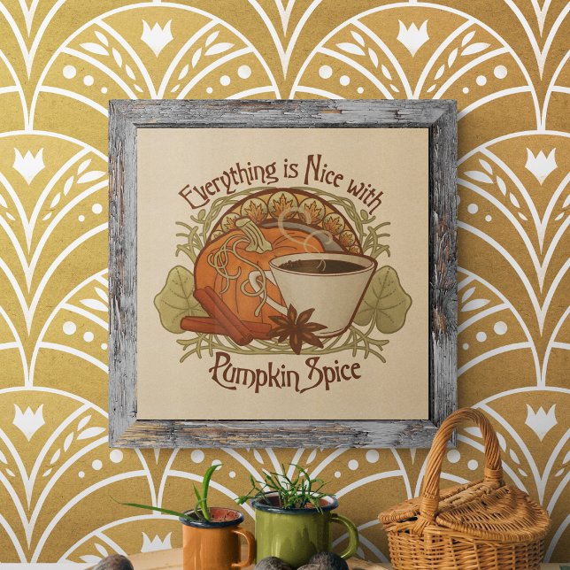Impression Photo Café épice citrouille look Vintage (Pumpkin Spice Coffee Vintage Look Photo Print)