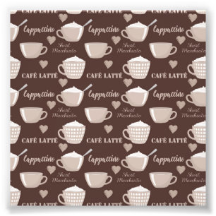 Impression Photo Café Latte Marron Tasse Café Amoureux Cappuccino