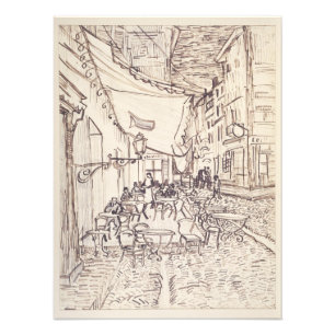Impression Photo Café Terrasse en soirée, Dessin d'art, Van Gogh