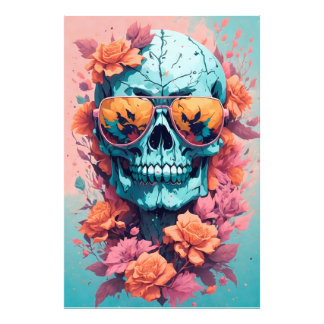 Impression Photo Calavera Floral Colorida