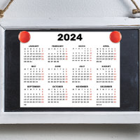 Calendrier 2024 12 mois Mur de bureau noir et blan