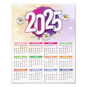 Impression Photo Calendrier 2025 Aquarelle Florale Fleurs