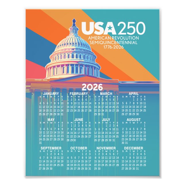 Impression Photo Calendrier 2026 avec le dôme du Capitole des États (Devant)