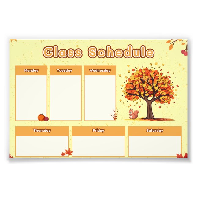 Impression Photo Calendrier des cours d'automne avec de mignonnes i (Devant)
