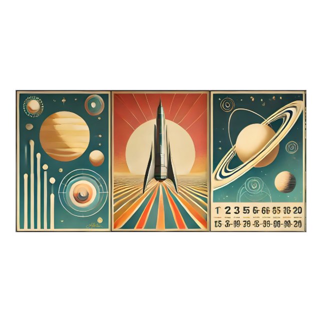 Impression Photo Calendrier espace-temps Art de l'ère spatiale  (Devant)