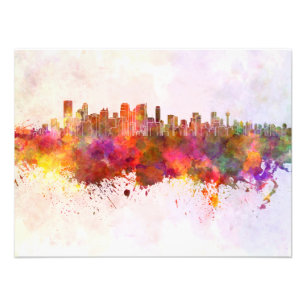 Impression Photo Calgary skyline in background watercolor