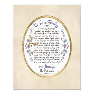 Impression Photo Calligraphie Être une famille Audrey Jeanne w Nom