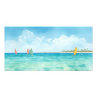 Calmes planchistes sur mer Aquarelle