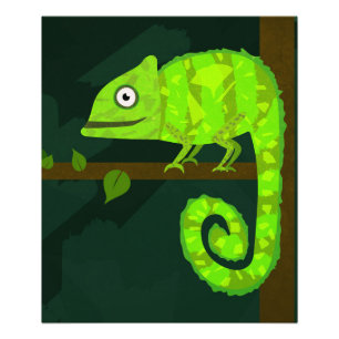 Impression Photo Caméléon mignon vert
