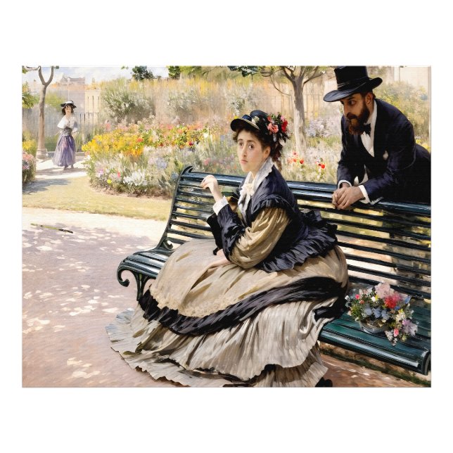 Impression Photo Camille Monet sur un banc de jardin (Devant)