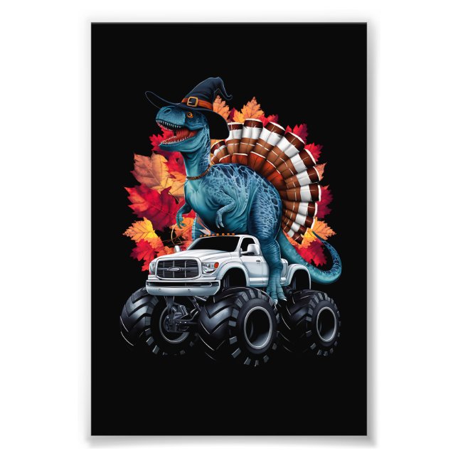 Impression Photo Camion Monstre Dinosaure T-Rex de Thanksgiving (Devant)