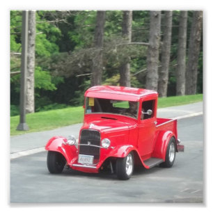 Impression Photo Camion pick-up antique classique de rouge de v8