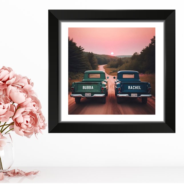 Impression Photo Camions sur Dirt Road des années 1960 avec des nom (Créateur téléchargé)