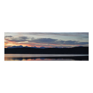 Impression Photo Canal Hood 24X8 & Montagnes olympiques au coucher