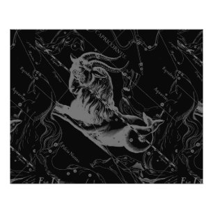 Impression Photo Capricorne Constellation Hevelius 1690 sur Noir