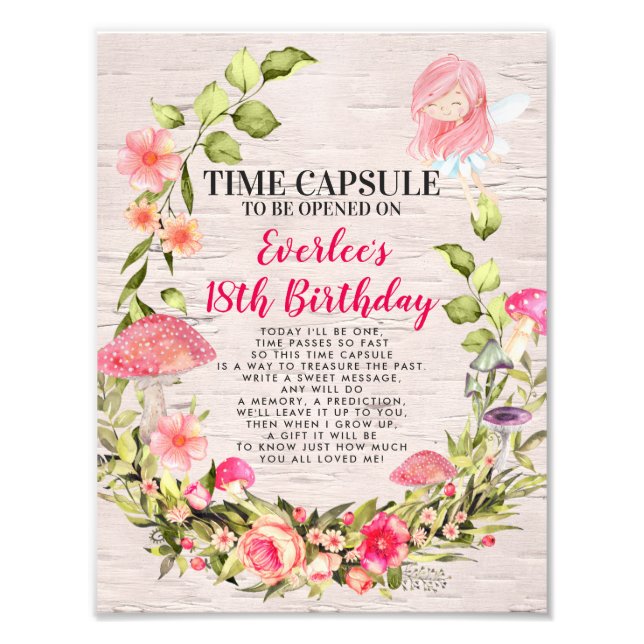 Impression Photo Capsule Temporelle pour Premier Anniversaire | Fée (Devant)