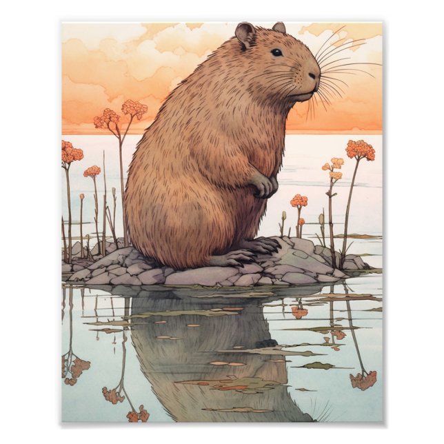 Impression Photo Capybaras dans de beaux paysages (Devant)