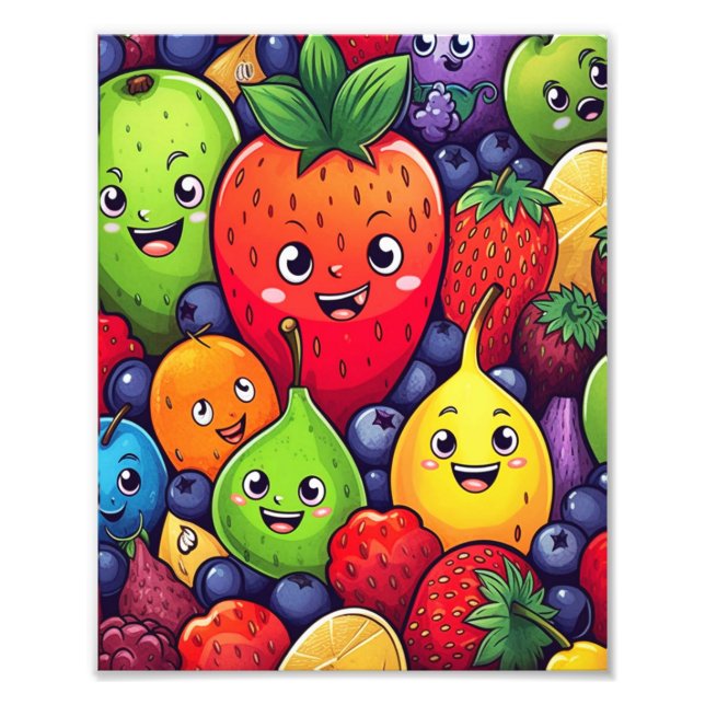 Impression Photo Caractère de dessin de fruits Alimentation amusant (Devant)