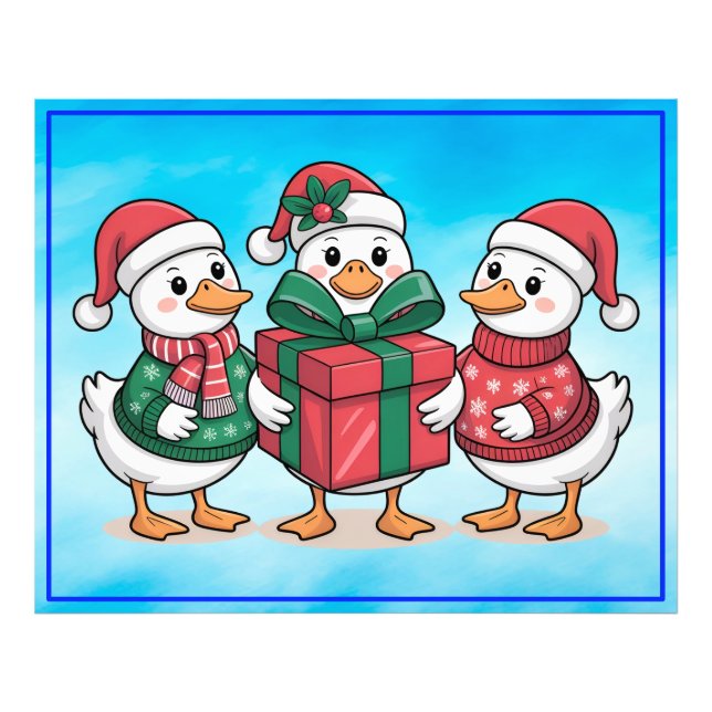 Impression Photo Caricature de canards de Noël mignons Art-68105 (Devant)