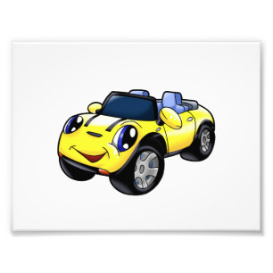 Impression Photo Caricature de voiture jaune mignon Choisir la coul