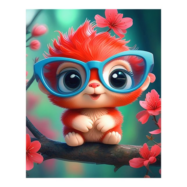 Impression Photo Caricature Panda Rose Sur La Branche (Devant)