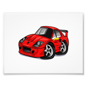Impression Photo Caricature rouge pour supercar - Choisir la couleu