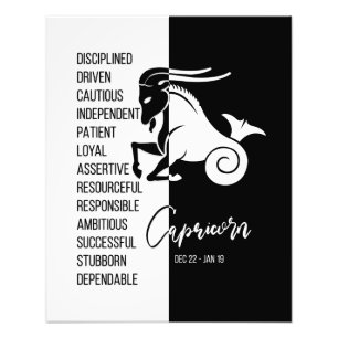 Impression Photo Carnet Zodiac Capricorne, noir et blanc