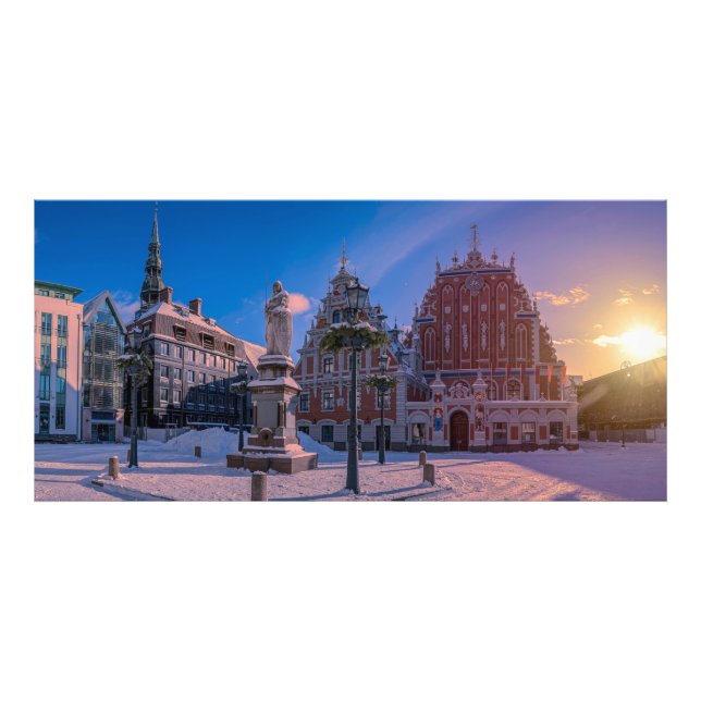 Impression Photo Carré de la mairie de Riga en hiver (Devant)