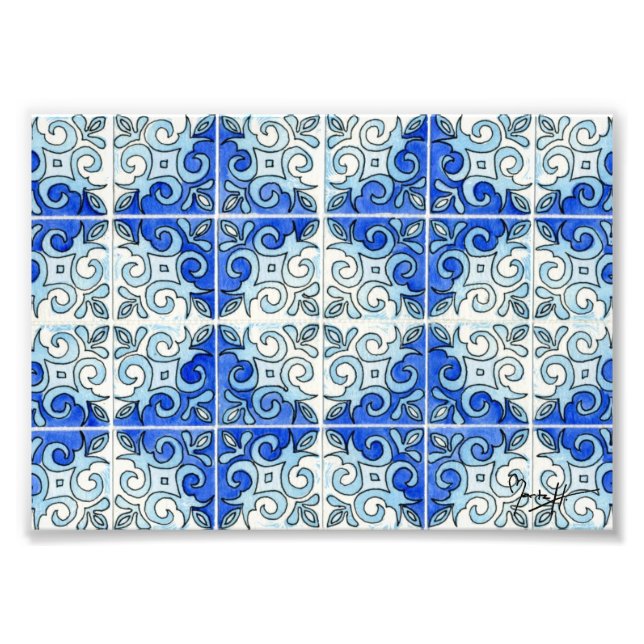 Impression Photo Carrelage bleu Design 2 - Flèches (Devant)