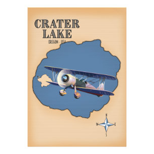 Impression Photo Carte ancienne du lac Crater Oregon États-Unis