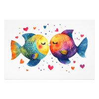 Carte d'anniversaire romantique de poissons s'embr