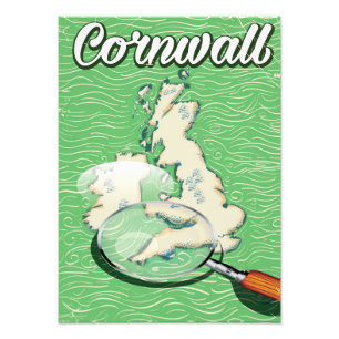 Impression Photo carte de cornwall affiche de voyage vintage
