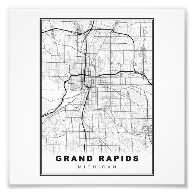 Impression Photo Carte de Grand Rapids (Devant)