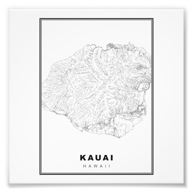 Impression Photo Carte de Kauai (Devant)