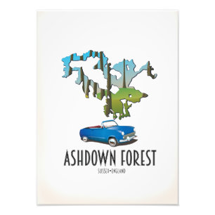 Impression Photo carte de la forêt d'ashdown sussex affiche de voya
