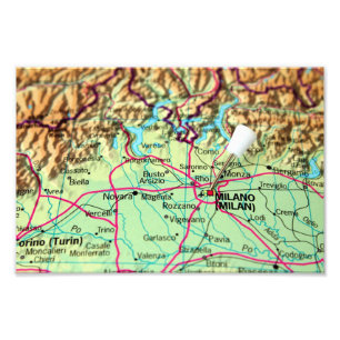 Impression Photo Carte de la ville de Milan, Italie