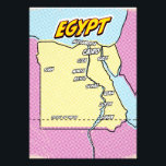 Impression Photo Carte de l'Egypte illustrée par Pop Art<br><div class="desc">Pop Art Illustrated Egypt Carte africaine dans un style vintage et ancien.</div>