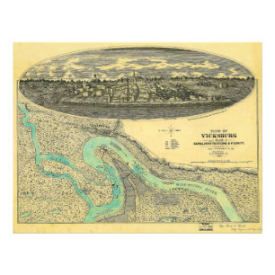 Impression Photo Carte de l'époque de la guerre civile de Vicksburg