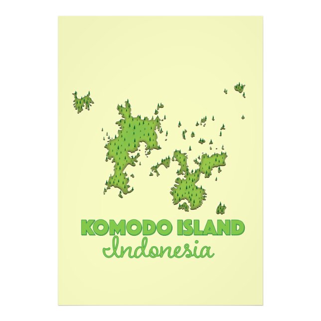 Impression Photo Carte de l'île de Komodo Indonésie (Devant)